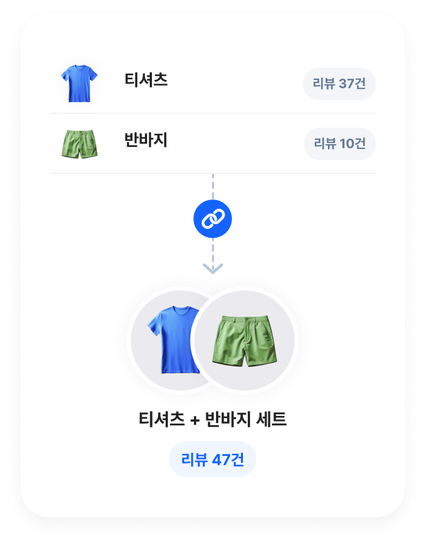 크리마 리뷰 상품간 리뷰 연동